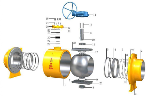 直埋式全焊接球閥拆解(jiě)圖